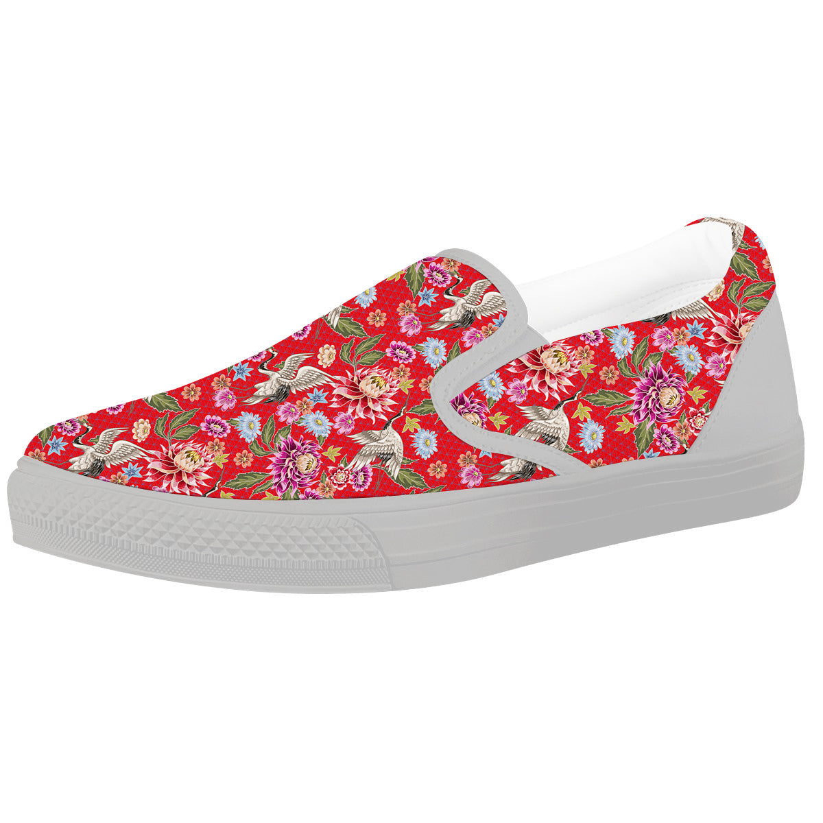 Chrysanthemum Art Print Pattern White Slip On Shoes-grizzshop