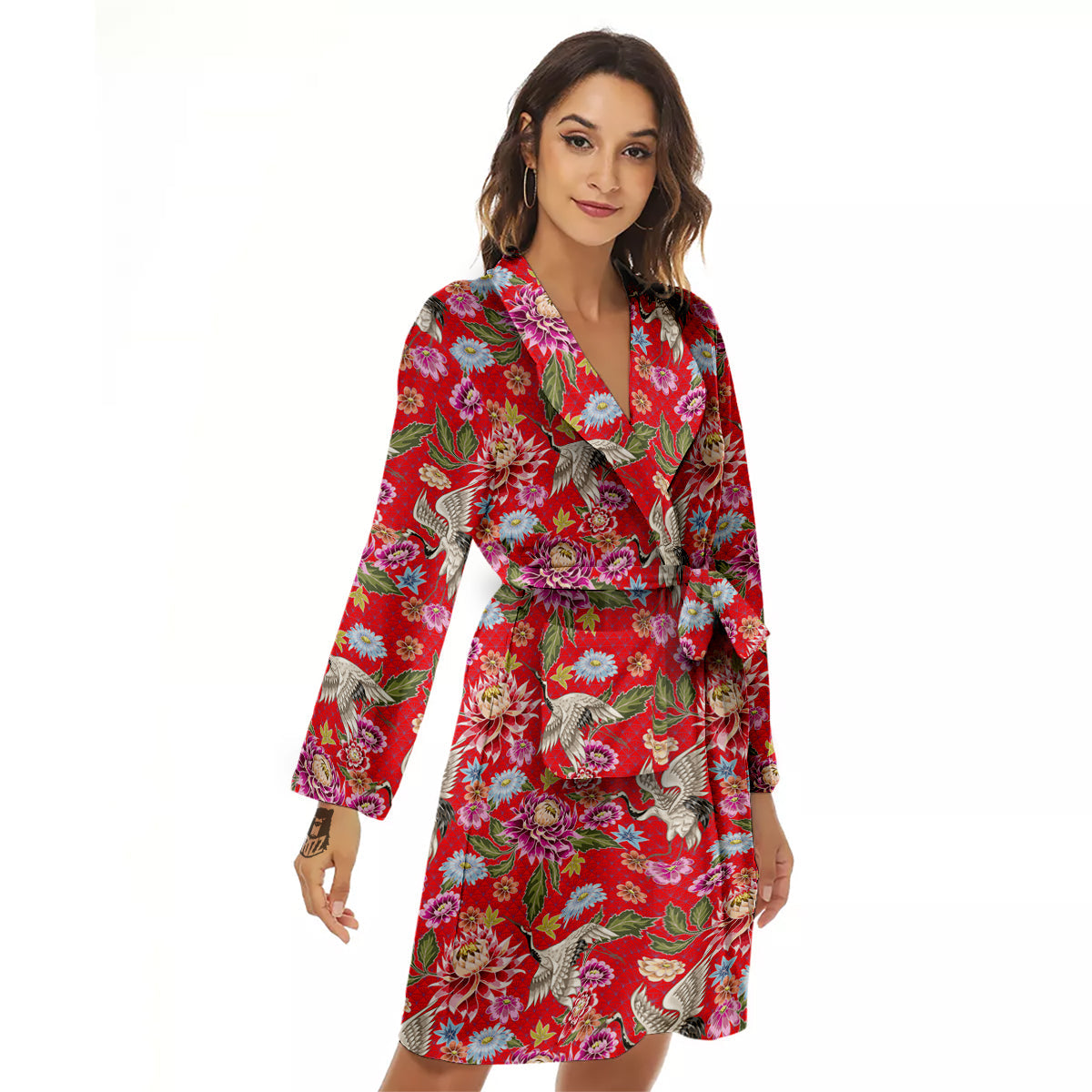 Chrysanthemum Art Print Pattern Women's Robe-grizzshop