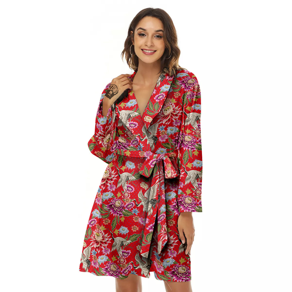Chrysanthemum Art Print Pattern Women's Robe-grizzshop