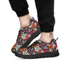 Chrysanthemum Japanese Print Pattern Black Sneaker-grizzshop