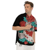 Chrysanthemums And Japanese Koi Print Men's Short Sleeve Shirts-grizzshop