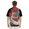 Chrysanthemums And Japanese Koi Print Men's Short Sleeve Shirts-grizzshop