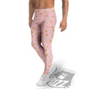 Cigarette And Pink Print Pattern Men's Leggings-grizzshop