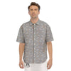 Cigarette Gray Print Pattern Men's Short Sleeve Shirts-grizzshop