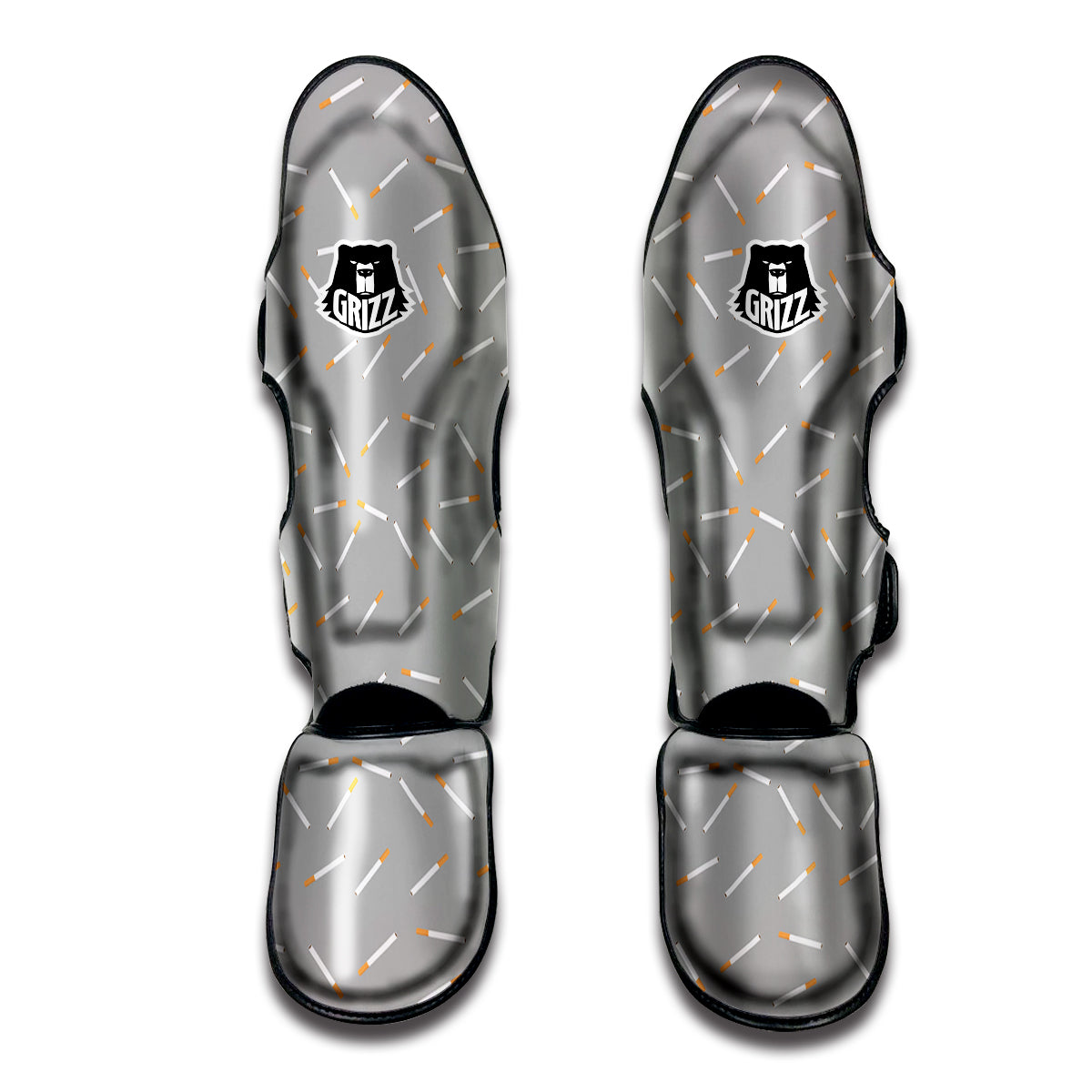Cigarette Gray Print Pattern Muay Thai Shin Guards-grizzshop