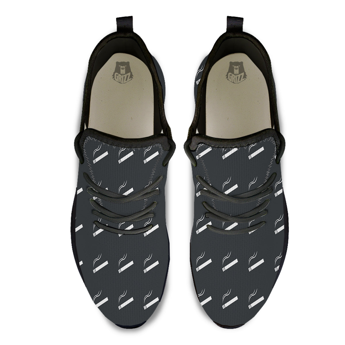 Cigarette Print Pattern Black Athletic Shoes-grizzshop