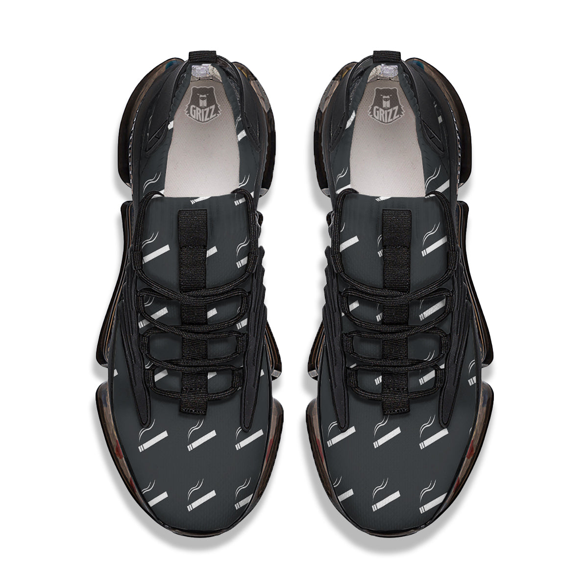 Cigarette Print Pattern Black Gym Shoes-grizzshop