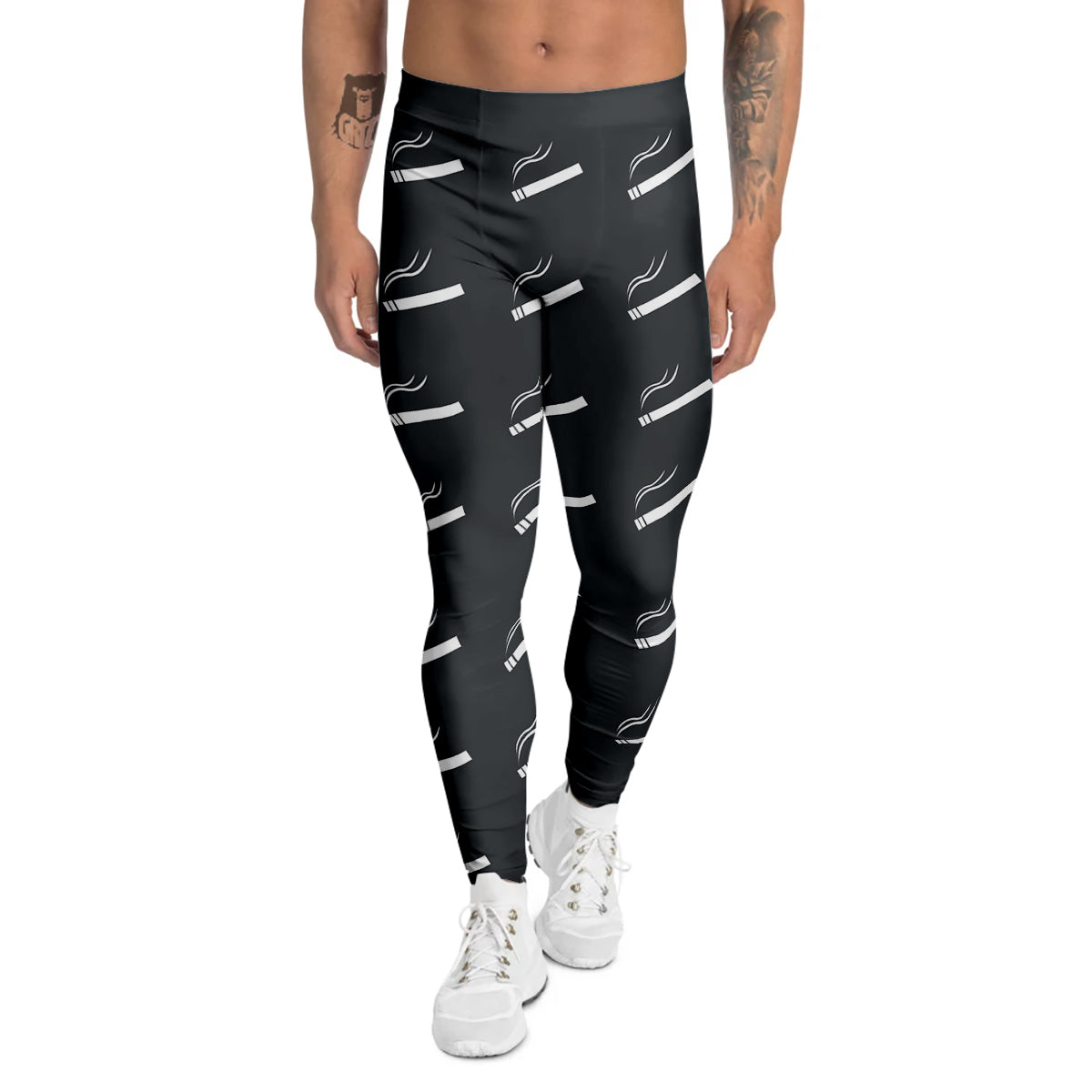 Cigarette Print Pattern Men's Leggings-grizzshop