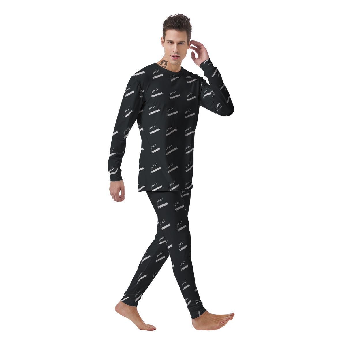 Cigarette Print Pattern Men's Pajamas-grizzshop