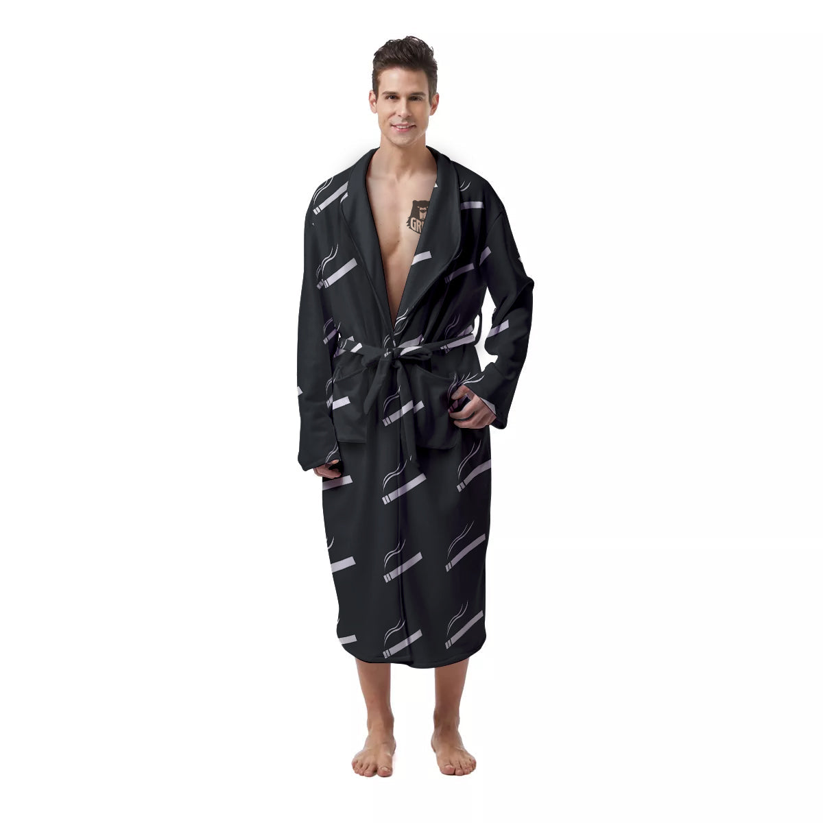 Cigarette Print Pattern Men's Robe-grizzshop