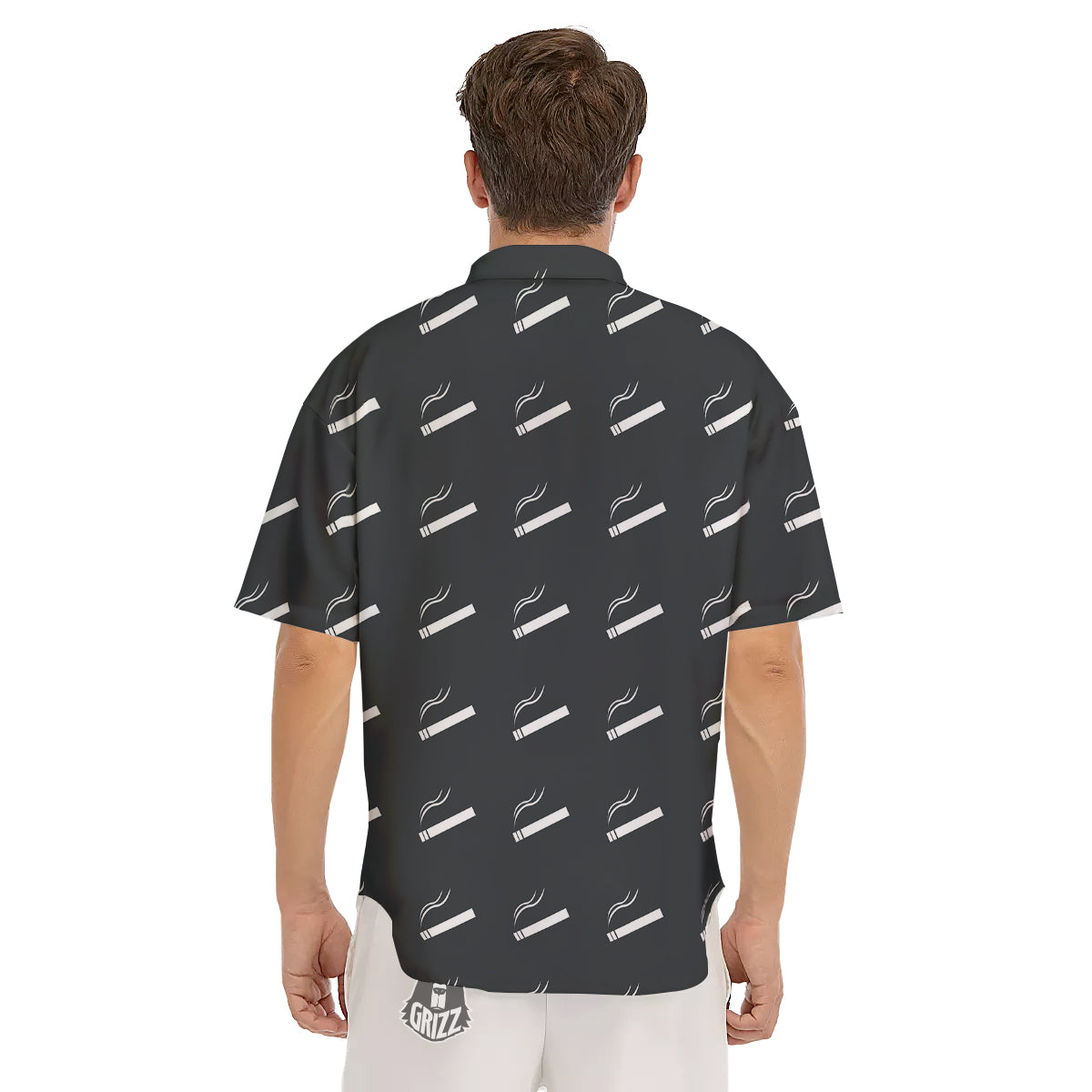 Cigarette Print Pattern Men's Short Sleeve Shirts-grizzshop