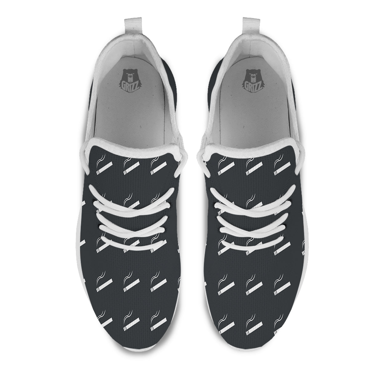 Cigarette Print Pattern White Athletic Shoes-grizzshop
