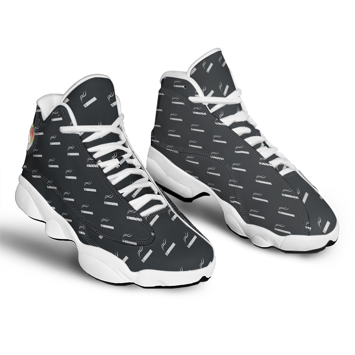 Cigarette Print Pattern White Basketball Shoes-grizzshop