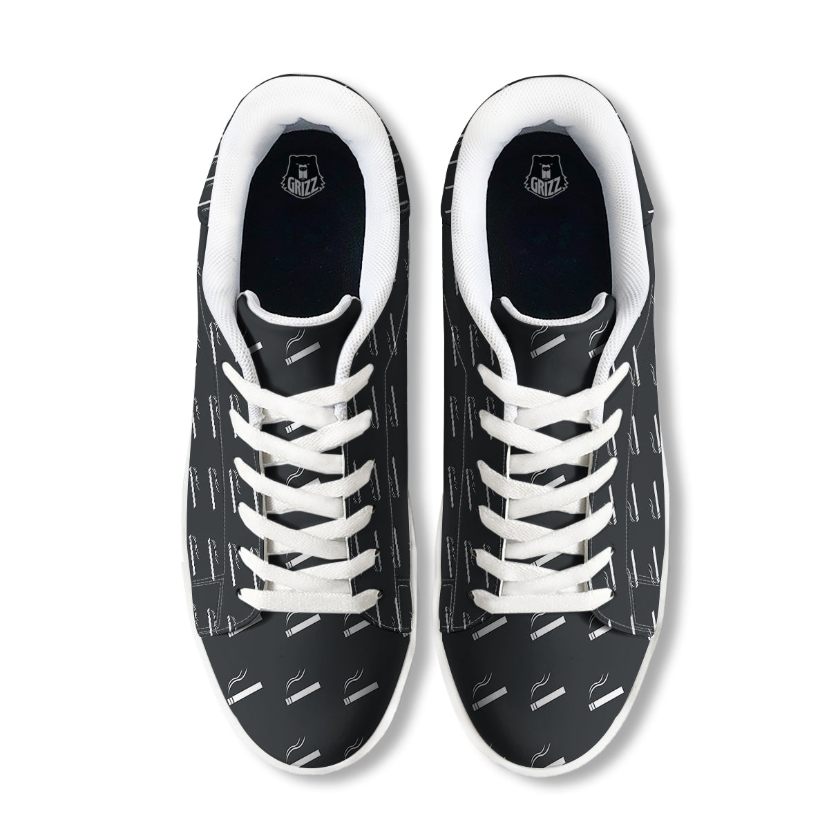 Cigarette Print Pattern White Low Top Sneakers-grizzshop