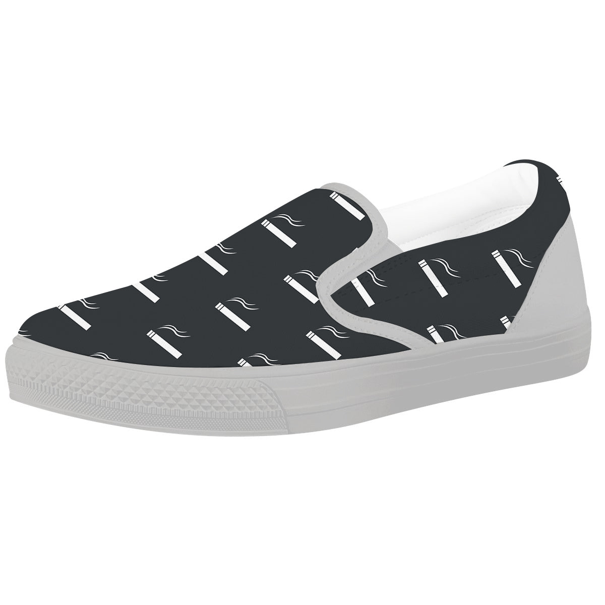 Cigarette Print Pattern White Slip On Shoes-grizzshop
