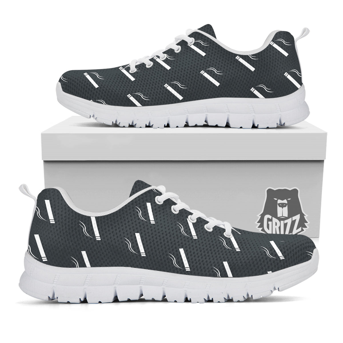 Cigarette Print Pattern White Sneaker-grizzshop
