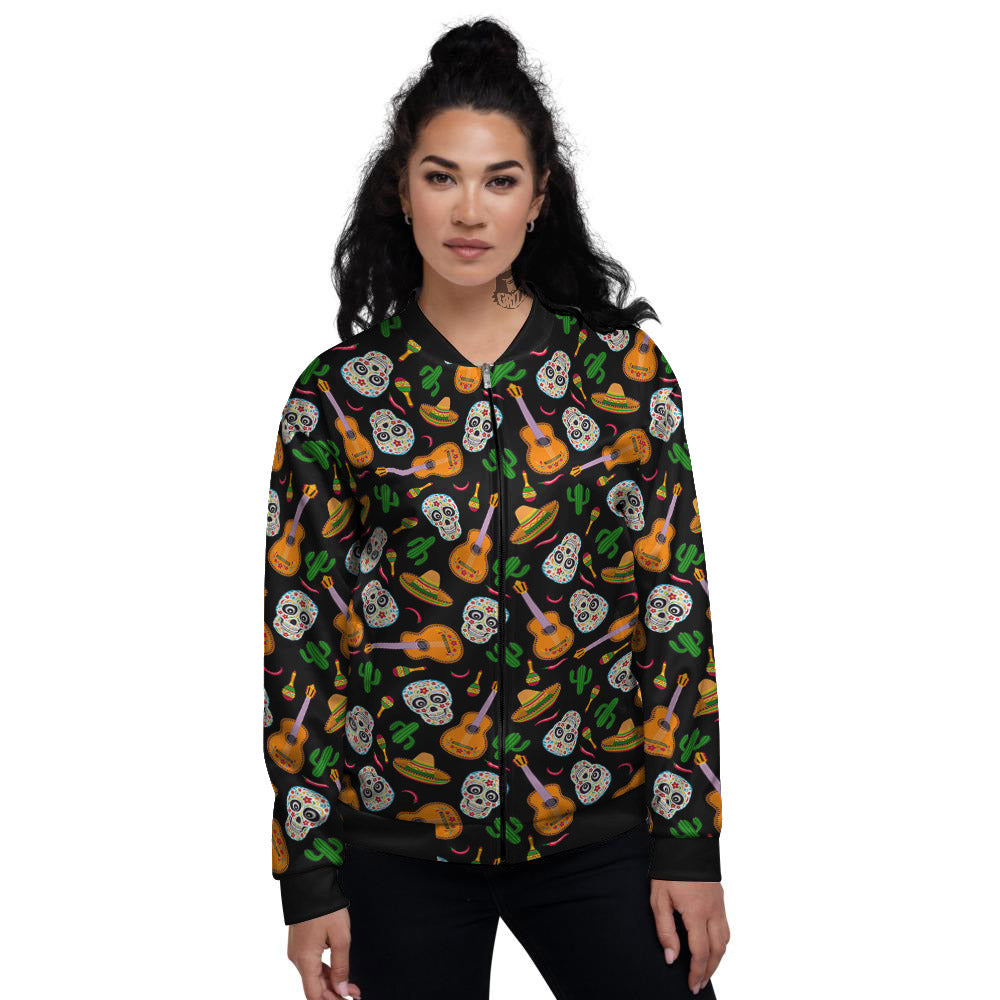 Cinco de Mayo Cartoon Print Pattern Women's Bomber Jacket-grizzshop