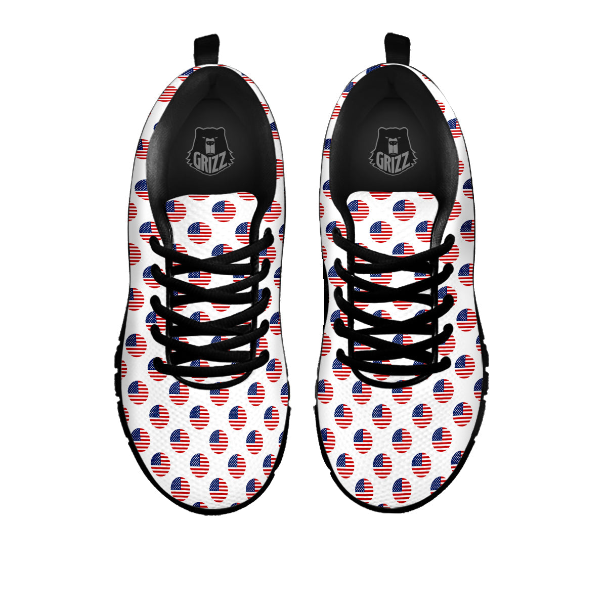 Circle Flag American Print Pattern Black Sneaker-grizzshop