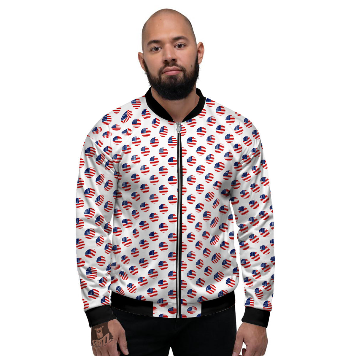 Circle Flag American Print Pattern Men's Bomber Jacket-grizzshop