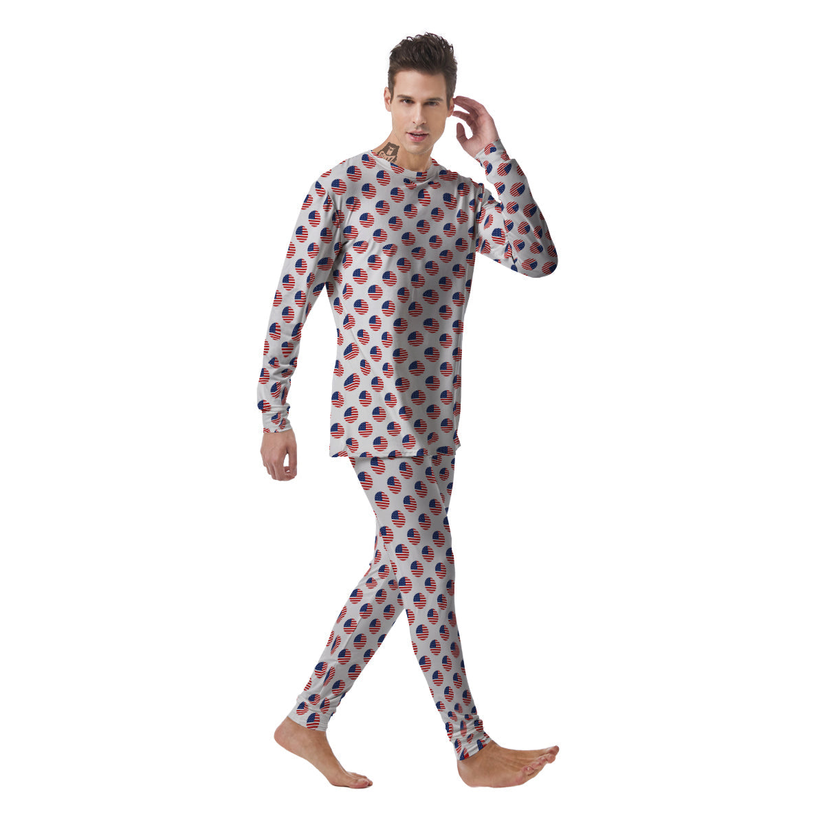 Circle Flag American Print Pattern Men's Pajamas-grizzshop