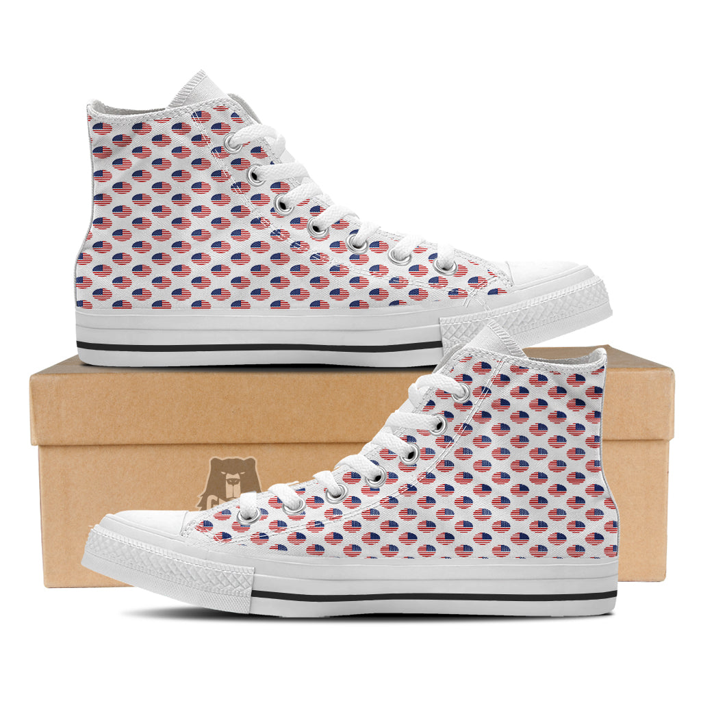 Circle Flag American Print Pattern White High Top Shoes-grizzshop