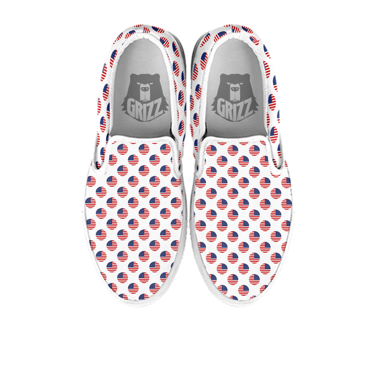 Circle Flag American Print Pattern White Slip On Shoes-grizzshop
