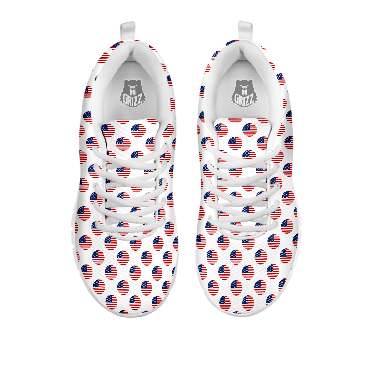 Circle Flag American Print Pattern White Sneaker-grizzshop