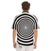 Circle Illusion White And Black Print Men's Short Sleeve Shirts-grizzshop