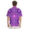 Circle Mandala Purple Print Men's Short Sleeve Shirts-grizzshop