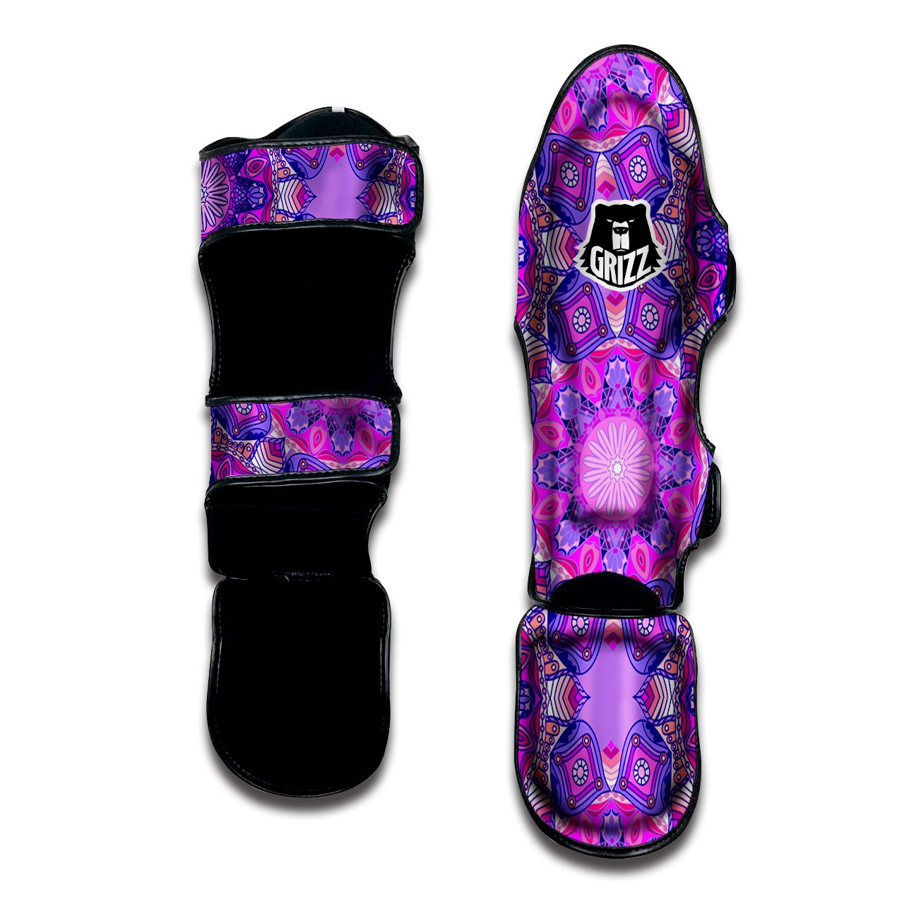 Circle Mandala Purple Print Muay Thai Shin Guards-grizzshop