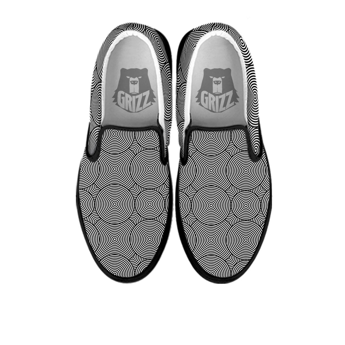 Circle Psychedelic Print Pattern Black Slip On Shoes-grizzshop