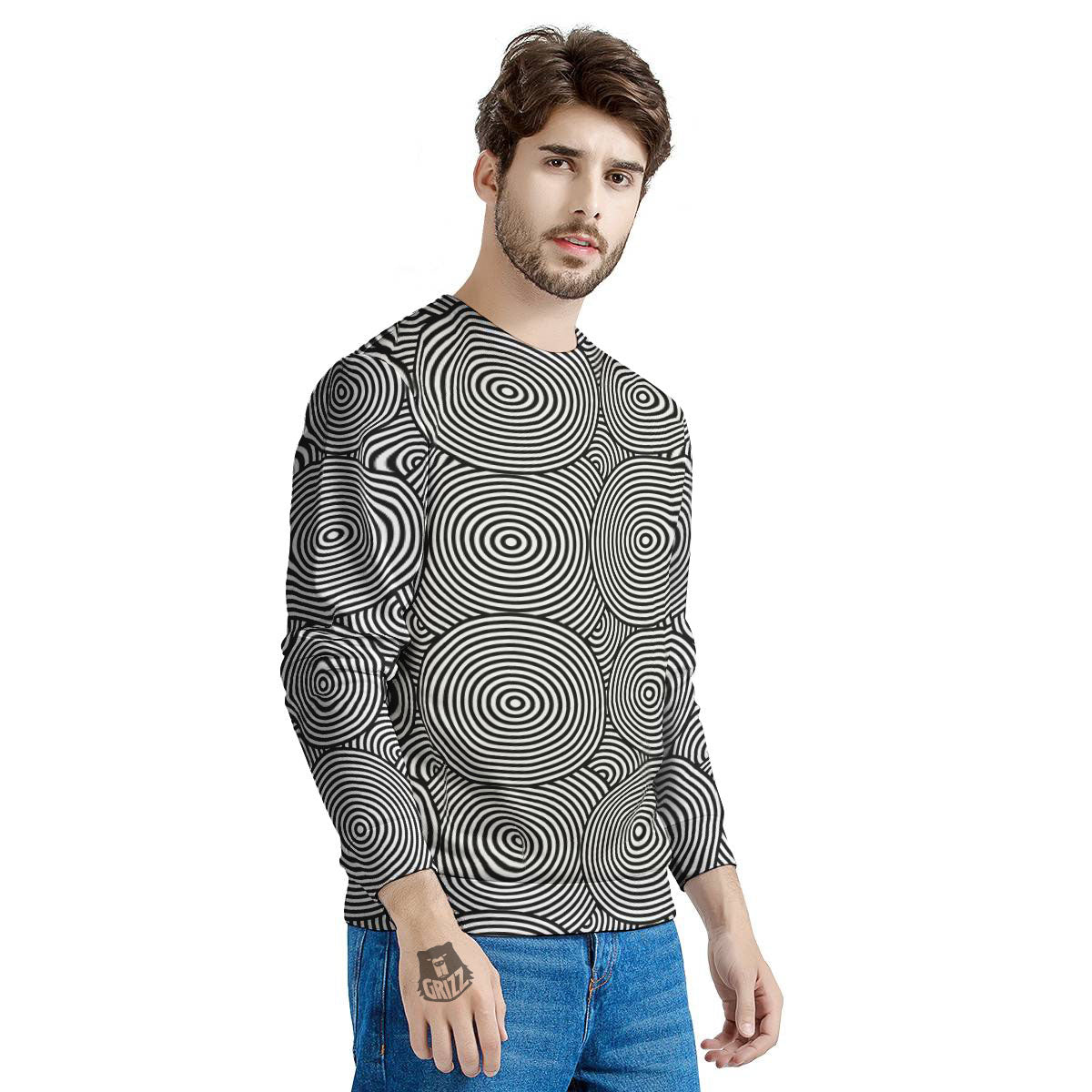 Circle Psychedelic Print Pattern Men's Sweatshirt-grizzshop