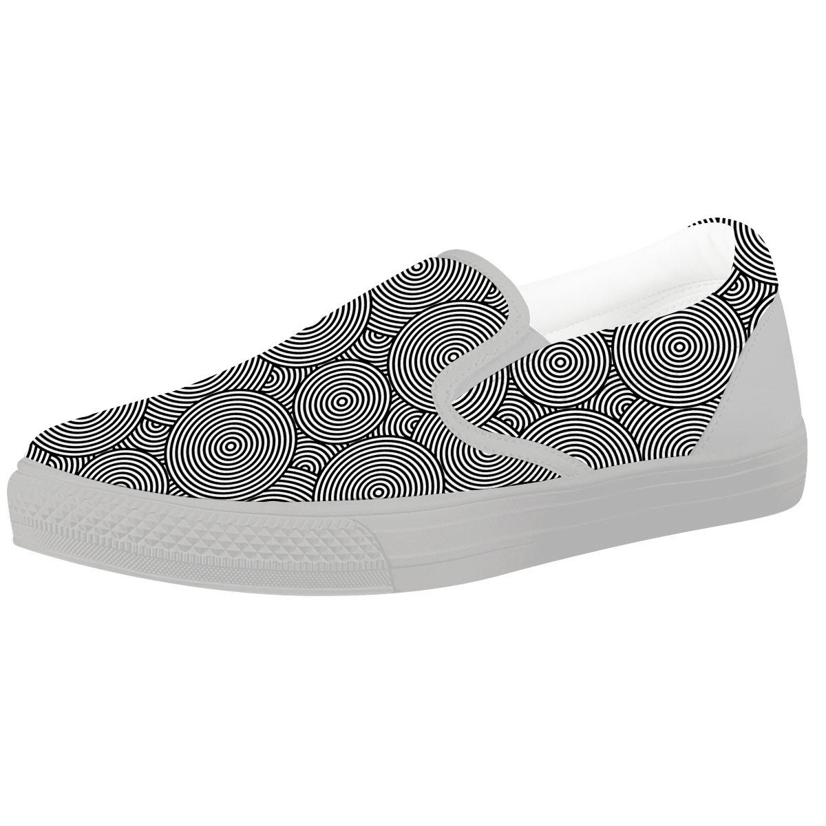 Circle Psychedelic Print Pattern White Slip On Shoes-grizzshop