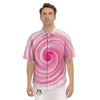 Circle Swirl Pink Print Men's Short Sleeve Shirts-grizzshop