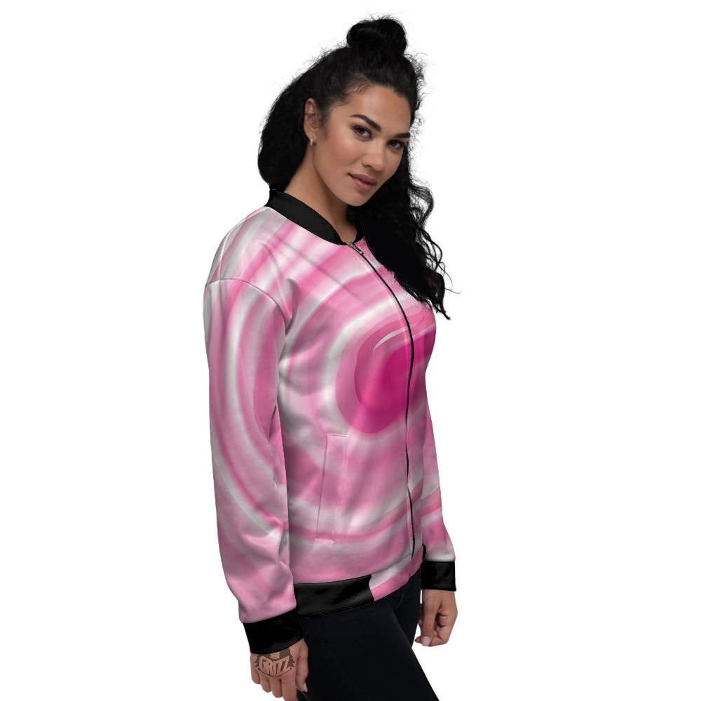 Circle Swirl Pink Print Women's Bomber Jacket-grizzshop