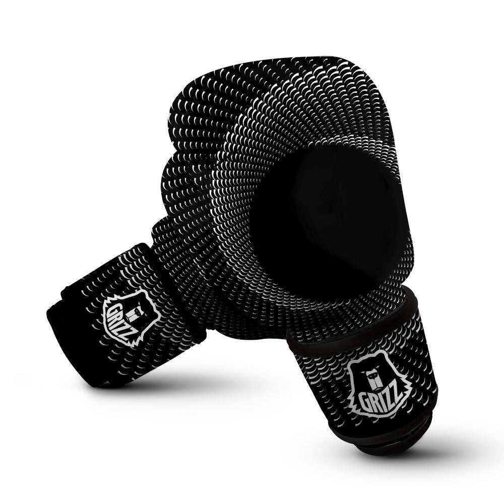 Circle Swirl White And Black Print Boxing Gloves-grizzshop