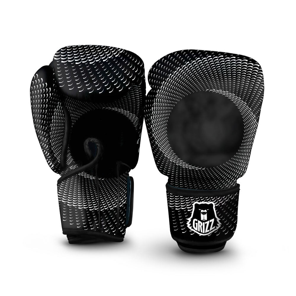 Circle Swirl White And Black Print Boxing Gloves-grizzshop