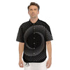 Circle Swirl White And Black Print Men's Short Sleeve Shirts-grizzshop