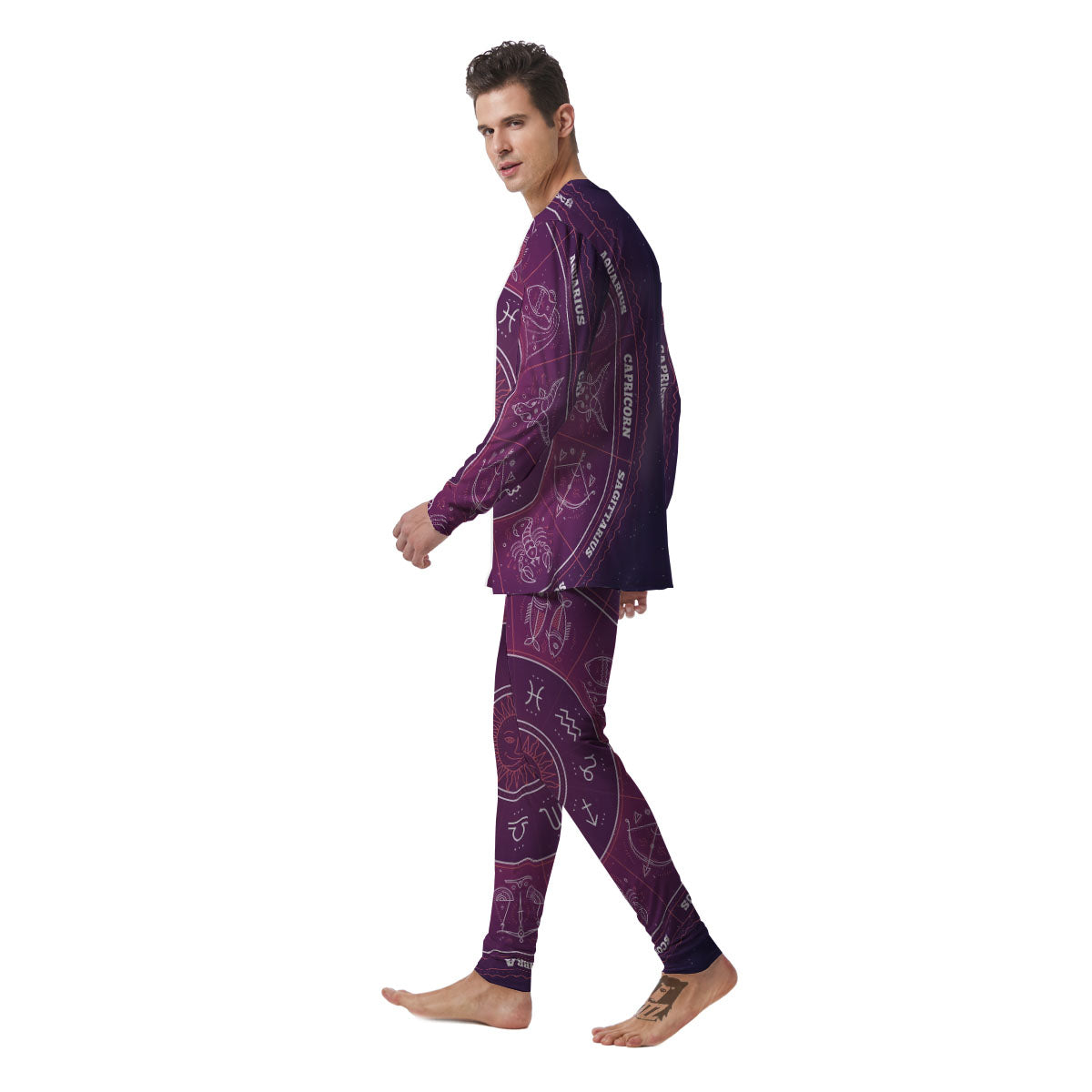 Circle Zodiac Symbols Print Men's Pajamas-grizzshop