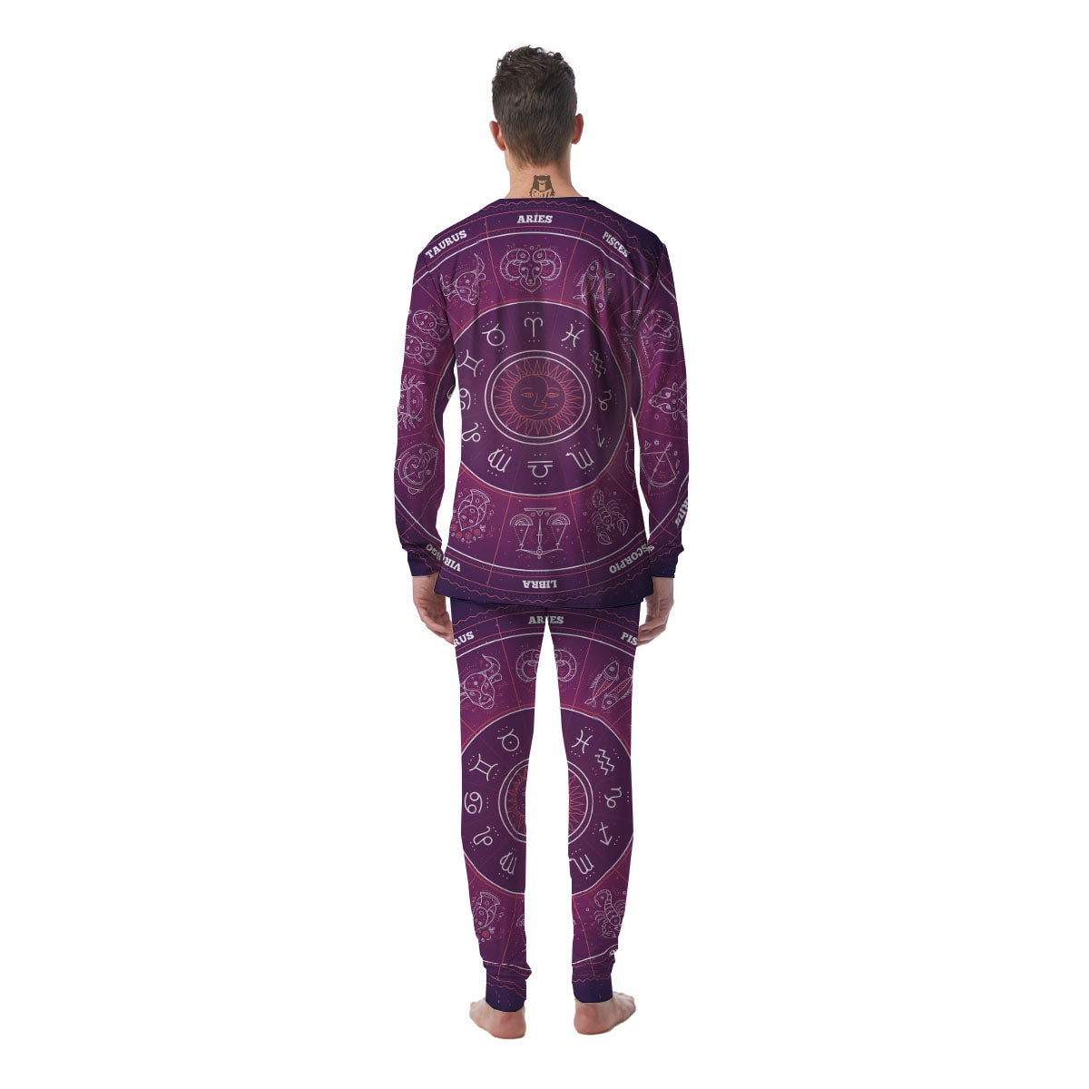 Circle Zodiac Symbols Print Men's Pajamas-grizzshop