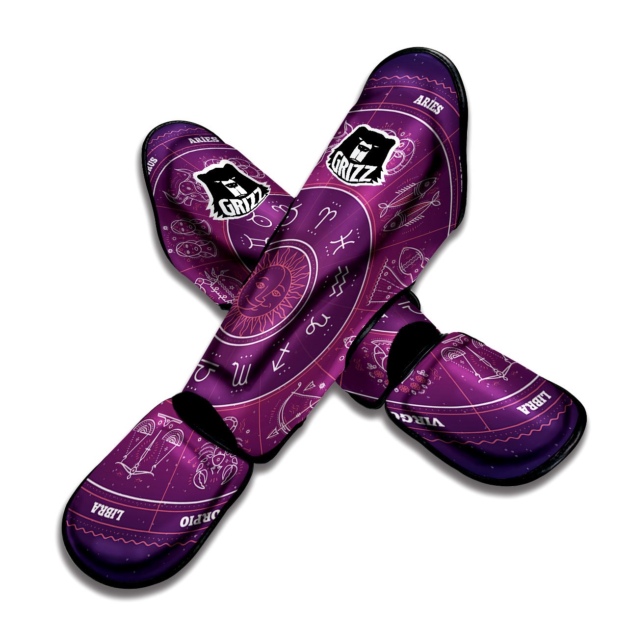 Circle Zodiac Symbols Print Muay Thai Shin Guards-grizzshop