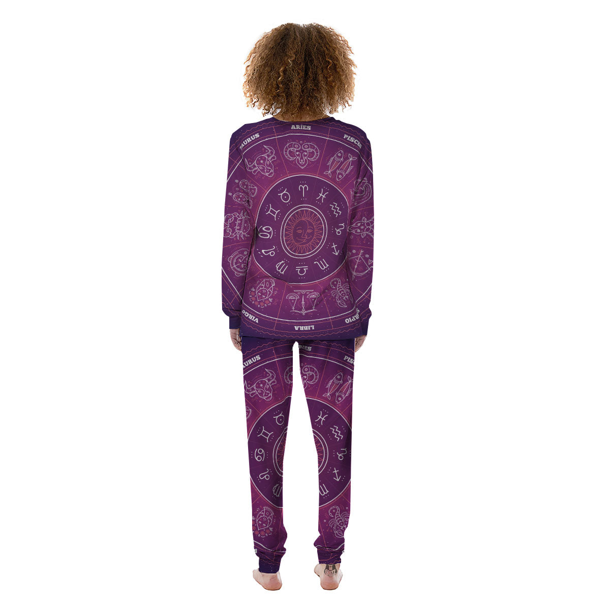 Circle Zodiac Symbols Print Women's Pajamas-grizzshop