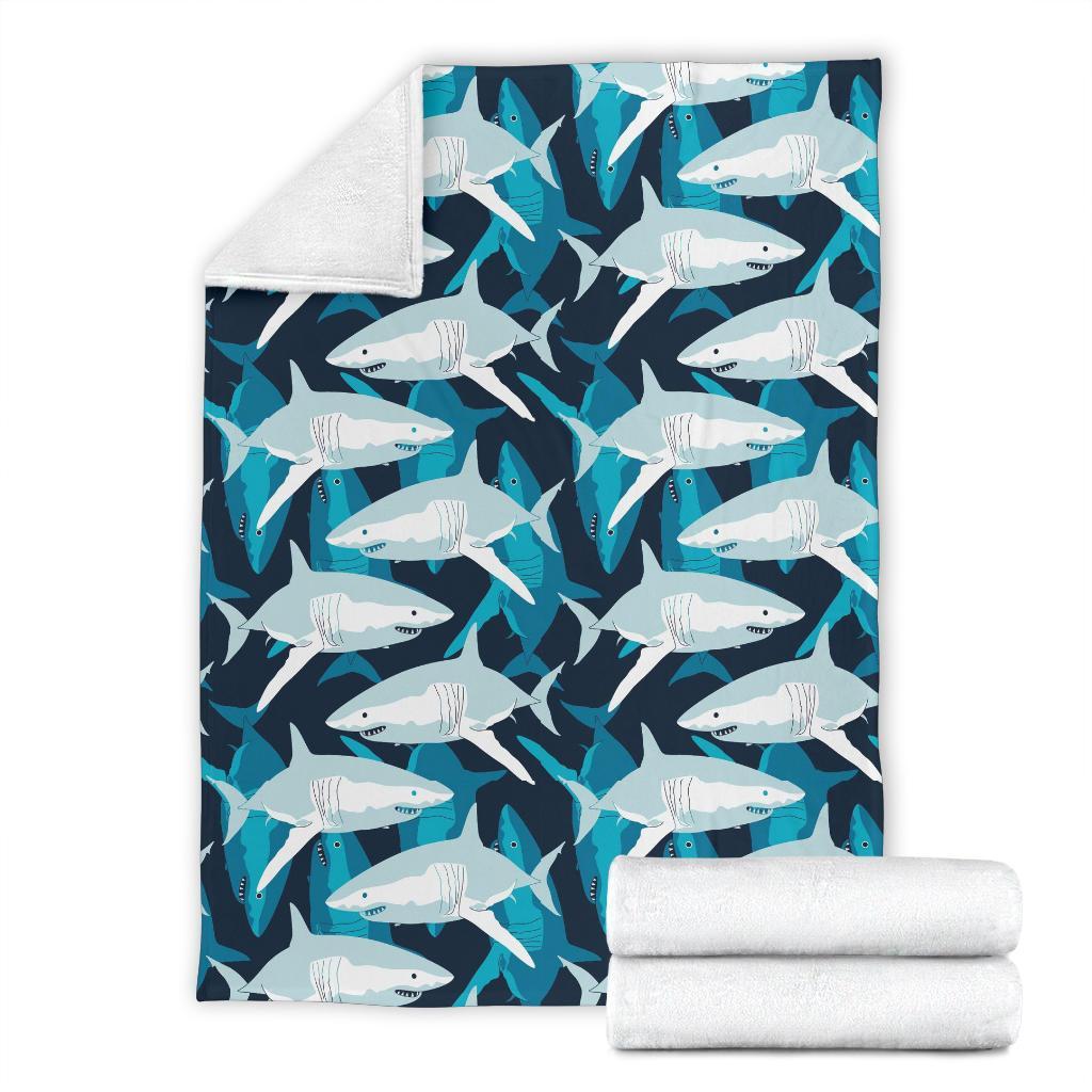 Circling Shark Pattern Print Blanket-grizzshop