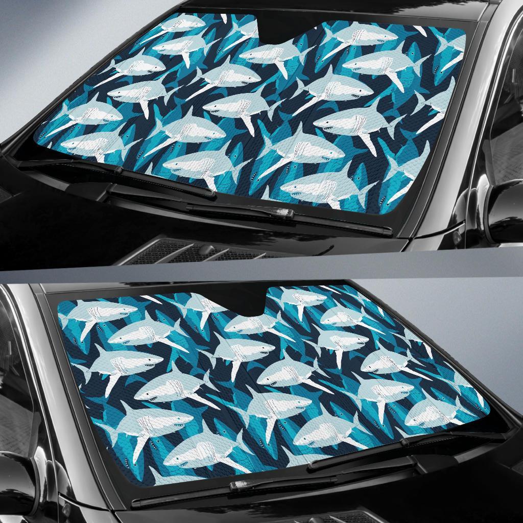 Circling Shark Pattern Print Car Sun Shade-grizzshop
