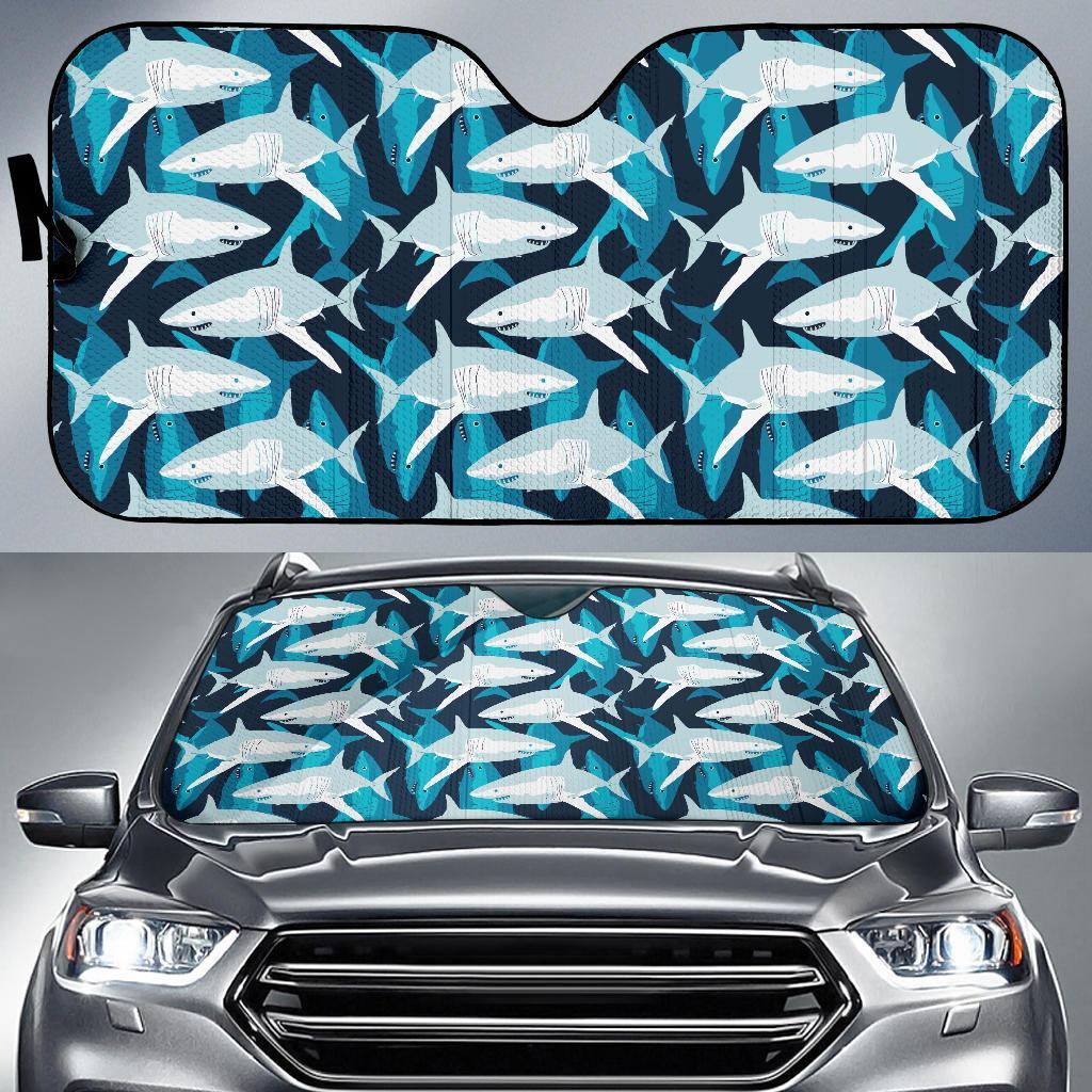 Circling Shark Pattern Print Car Sun Shade-grizzshop
