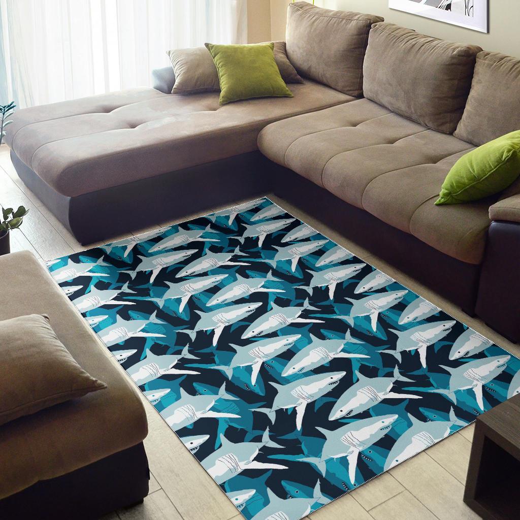 Circling Shark Pattern Print Floor Mat-grizzshop