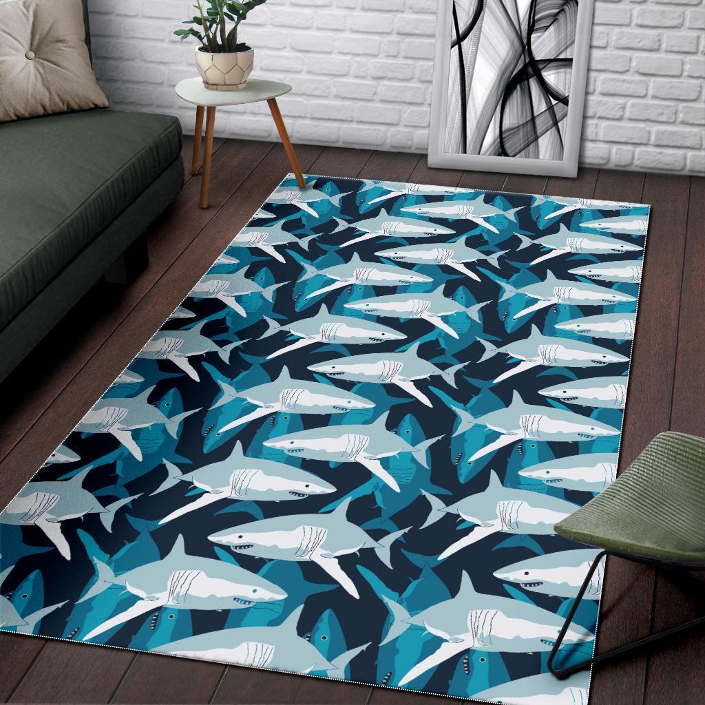 Circling Shark Pattern Print Floor Mat-grizzshop