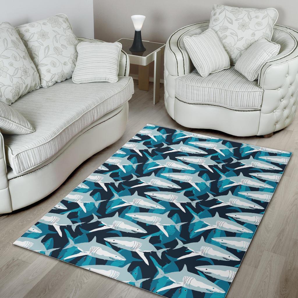 Circling Shark Pattern Print Floor Mat-grizzshop