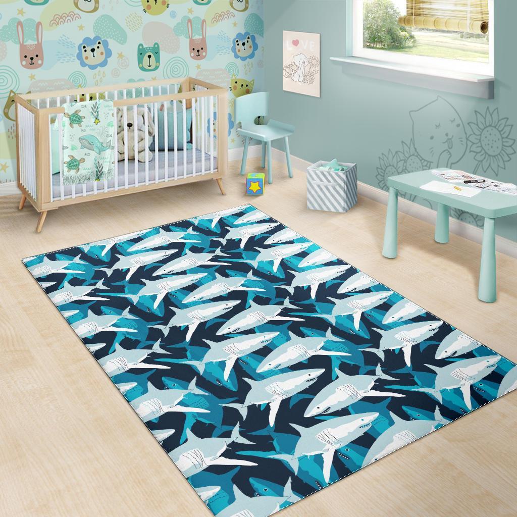 Circling Shark Pattern Print Floor Mat-grizzshop