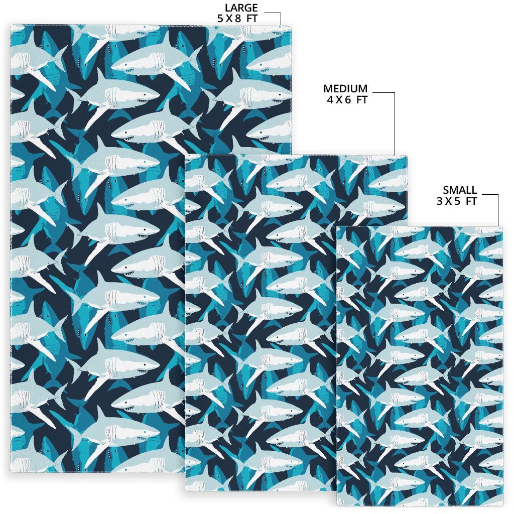 Circling Shark Pattern Print Floor Mat-grizzshop